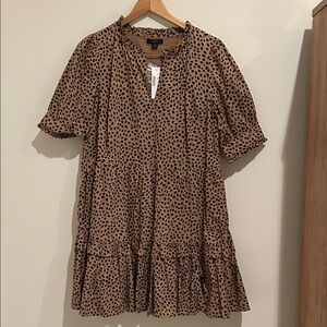 NWT J Crew Ruffled Tiered Popover Dress Leopard Dot Size MP